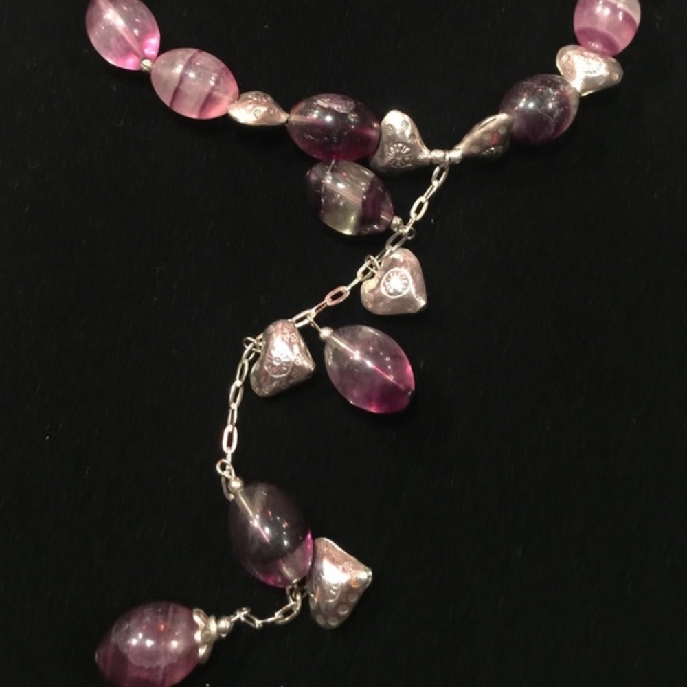 AMETHYST and Sterling Heart Necklace